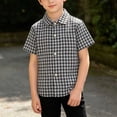 thumbnail image 5 of Guluxicc Button Up Shirts for Kids Boys Short Sleeve Checkered Lapel Tops Casual Summer Breathable Plaid Button Up Shirts, 5 of 6