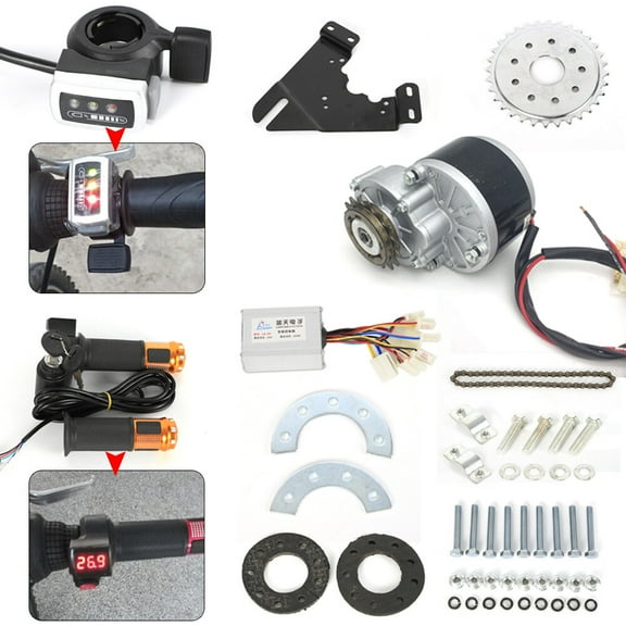 24V 250W Electric Conversion Kit, E-Bike Brush Motor with Freewheel & LED Display for Cyclists, Commuters