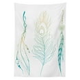 thumbnail image 3 of Ambesonne White Tablecloth Rectangular Table Cover, Feather Peacock Vintage, 60"x90", Mint Green Yellow, 3 of 4