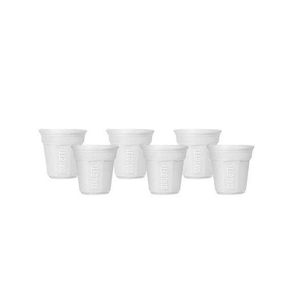Bialetti Octagonal Espresso Cups Set of 6 White Porcelain Handleless 3oz
