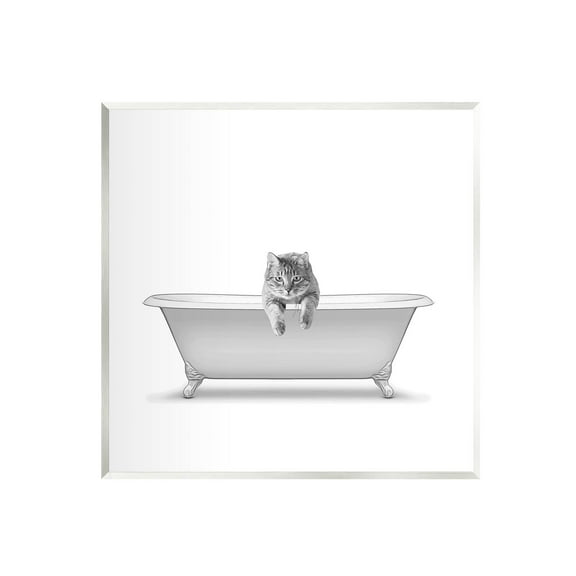 Stupell Industries Cat Antique Tub Funny Bathroom Graphic Art Unframed Art Print Wall Art, Design by Annalisa Latella