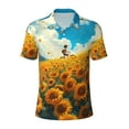thumbnail image 2 of Daiia Clear Sky Sunflower Pattern Men’s Polo Shirts,Solid Deck Shirt,Classic Fit, Breathable Cotton Polo for Casual and Sport Wear-X-Large, 2 of 7