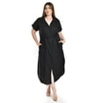thumbnail image 1 of Vestido camisero de lino Roman Fashion /Tallas Extras, 2107 (Negro) negro 40, 1 of 6