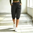 thumbnail image 2 of Women's Lightweight Capri Pants Quick Dry Cargo Pants Elastic Waist Drawstring Cropped Casual Jogger Pants with Pockets Hiking Pants Dark Gray, 2 of 7