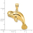 thumbnail image 3 of 14K Yellow Gold 2-D /Polished Swimming Manatee Charm (18.5 X 31.5) Made In United States k7997, 3 of 5