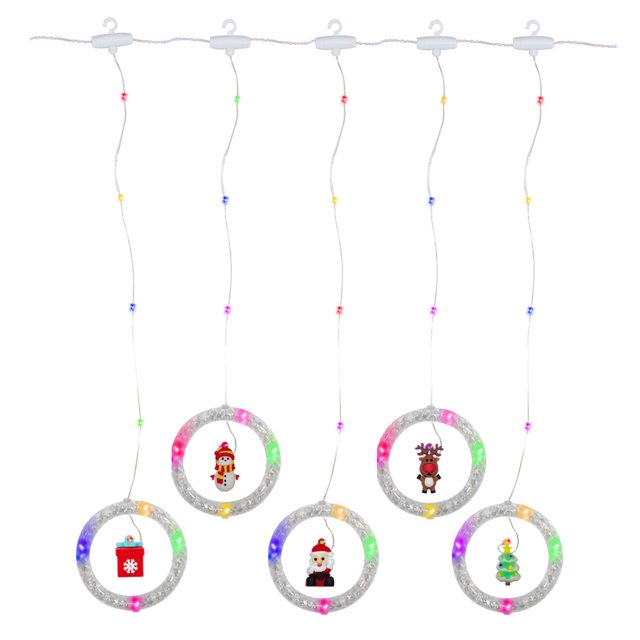 Cortina Serie Luz Aros Led Multicolor Figuras Navideñas 3mts