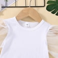thumbnail image 6 of Toddler Girls Short Sleeve Suit Ribbed T Shirt Tops and Denim Shorts Set Girls Summer Clothes Outfit 1 to 4 Years, 6 of 6