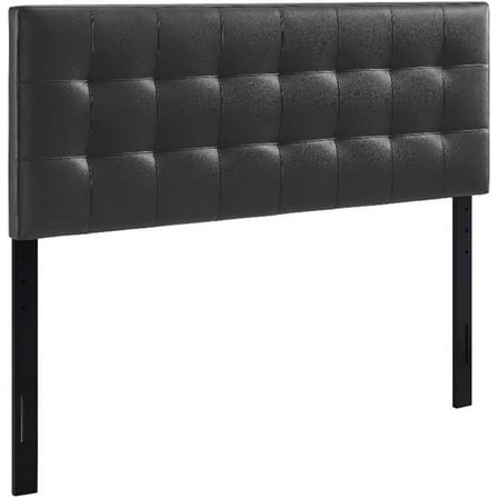 Hawthorne Collections Tufted Faux Leather Upholstered Queen Headboard in Black
