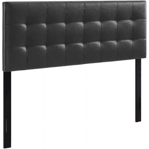 Hawthorne Collections Tufted Faux Leather Upholstered Queen Headboard in Black
