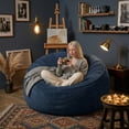 thumbnail image 3 of VIREO 4FT Bean Bag Chairs for Adults Memory Foam Filler Beanbag Chair with Removable and Washable Flannel Cover, Lazy Chairs for Living Room - Blue, 3 of 11