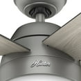 thumbnail image 4 of Hunter 46 inch Indoor Ceiling Fan with LED Light - Ceiling Fan with Pull Chain, For Bedroom, Living Room, or Kitchen, Standard Mount, No Remote, 5 Blades - Anslee 59267, Matte Silver, 4 of 14