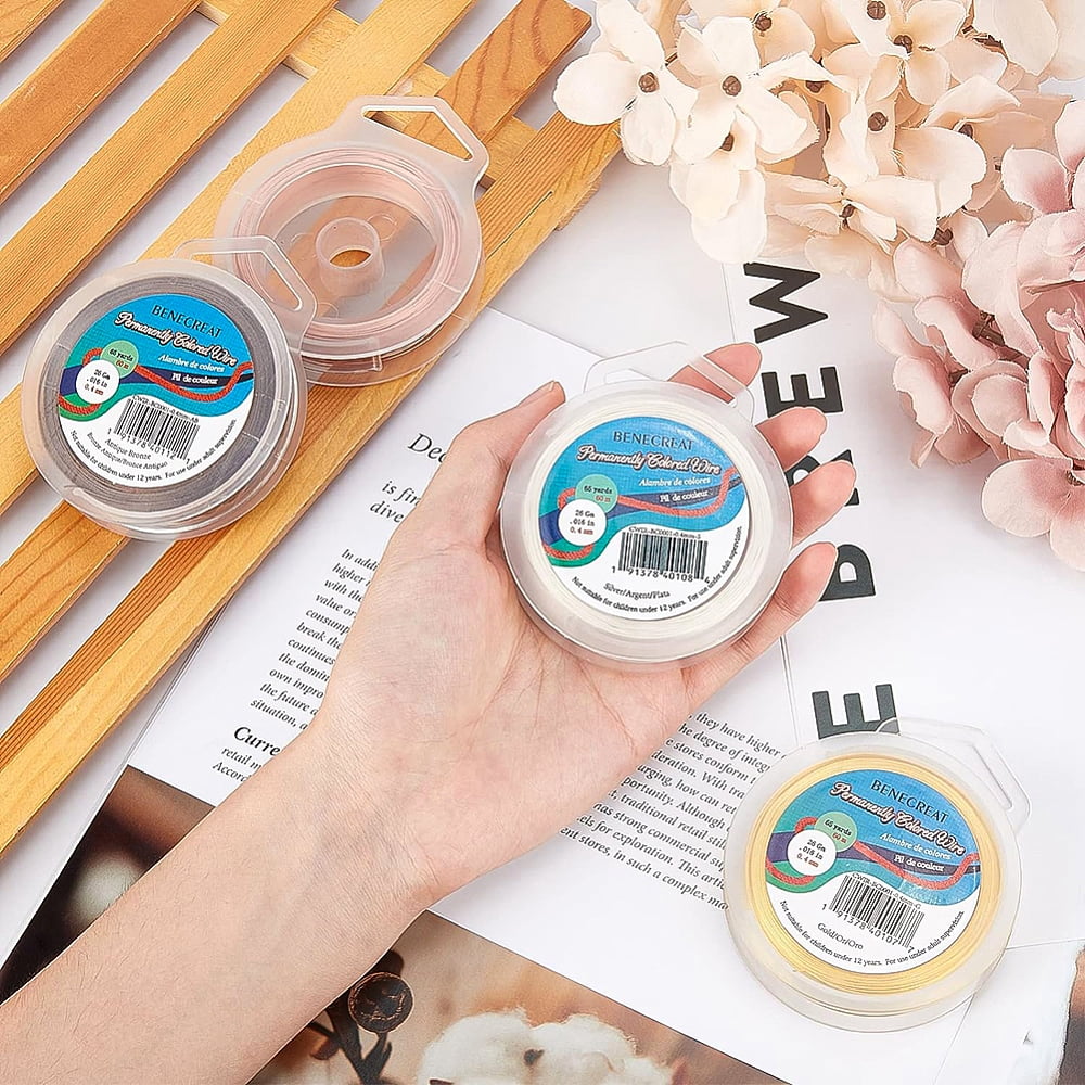 4 Rolls 4 Colors Round Copper Craft Wire Mixed Color 26 Gauge 0.4mm 60m/roll 1 roll/color for DIY