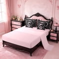 thumbnail image 3 of meiyoeat Pink Monogram Bowknot 7-Piece King Bedding For Kids,Girls Ribbon Bow Letter C King Bed In A Bag Bowtie Lovers,Pink Reversible, 3 of 7
