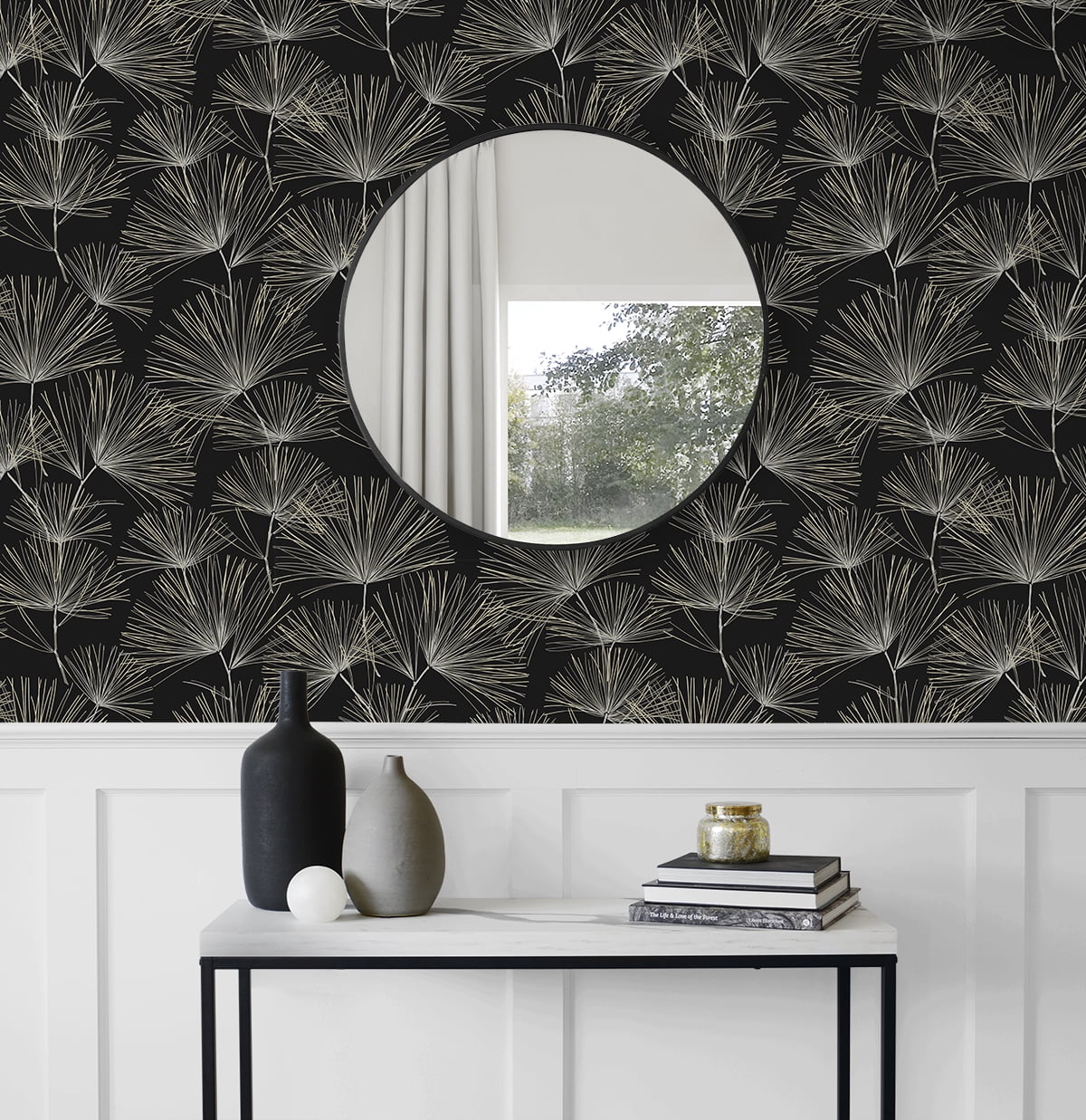 NextWall Ebony & Pavestone Pine Needle Peel and Stick Wallpaper