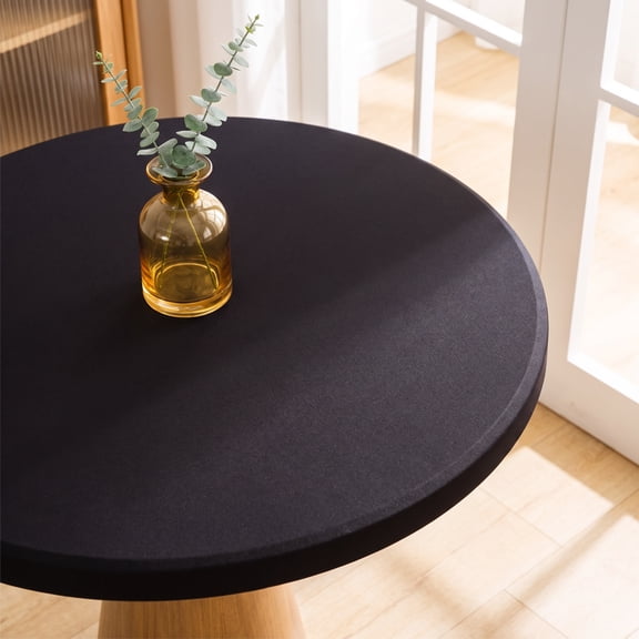 2 Pack Solid Stretch Round Table Covers, Fitted Elastic Milk Silk Tablecloth, Reusable Table Slipcover for Wedding Party Outdoor Events