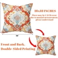 thumbnail image 6 of Boho Pillow Covers 18x18 Inch Set of 2 Bohemian Carpet Pattern Throw Pillow Covers Red and Orange Vintage Floral Cushion Cover Double Sided Printing Waterproof Decor for Living Room Bedroom Outdoor, 6 of 6