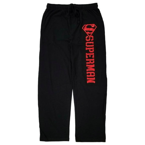 Superman Mens Black & Red Lounge Pant Sleep Pants Pajama Bottoms Small