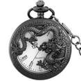 thumbnail image 3 of Luxury Skeleton Dragon Quartz Pocket Watch With Chain For Men Women Boys Dragon Lovers Roman Pocket Watch Gift For Father's Day Xmas Birthday, 3 of 6