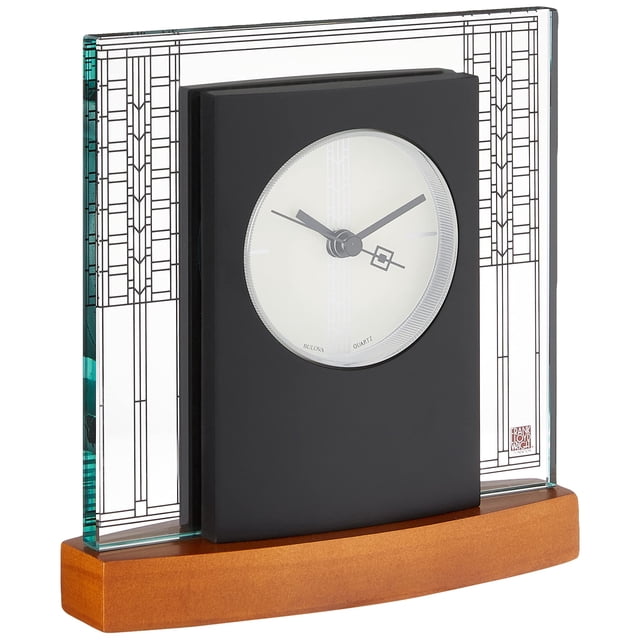 Reloj de Escritorio Bulova B7750 con Base de Madera de Cerezo y Movimiento de Cuarzo