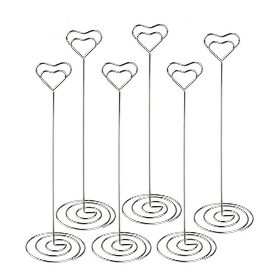 Tashido 10pcs 8.6 Inch Tall Place Card Holders Heart Shape Table Number Holder Stands Picture Photo Note Memo Clip for Wedding
