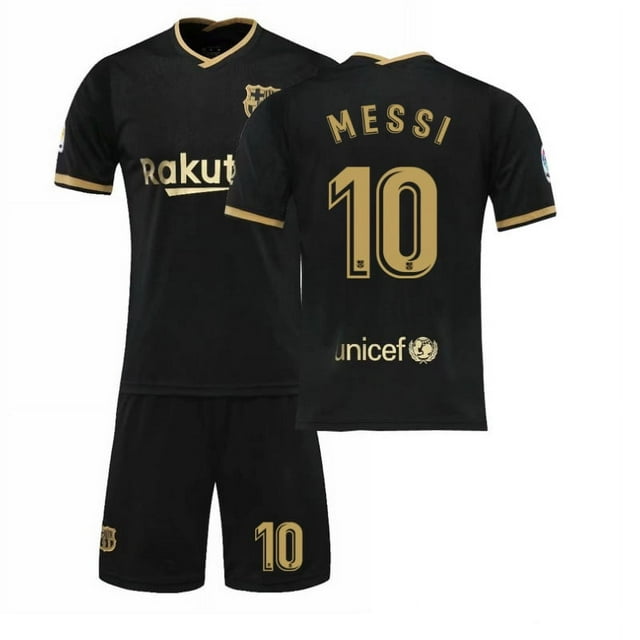 Maillot de Football 20-21 Fc Barcelona Extérieur Noir Or Rose 10 Messi