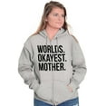 thumbnail image 4 of Worlds Okayest Mom Funny Mothers Day Womens Plus Size Graphic Zipper Hoodie Brisco Brands 3X, 4 of 5