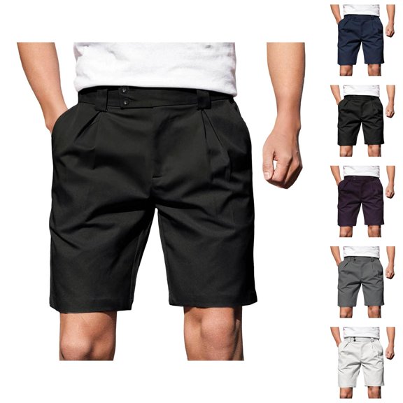 Mens Dress Shorts Summer Lightweight Breathable Straight Leg Loose Fit Business Casual Shorts with Pockets
