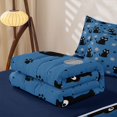 thumbnail image 5 of Manfei Cartoon Cat Zipper Full Size Comforter Sets with Fitted Sheet and 2 Pillowcases, Kitten Paw Print Zipper Bedding Set, Deep Blue, Blue Reversible, 4 Pieces, 5 of 7