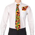 thumbnail image 3 of XIAOHUAGUA 2PC Set African Print Necktie for Men Pocket Square Kente Neck Ties, 3 of 5