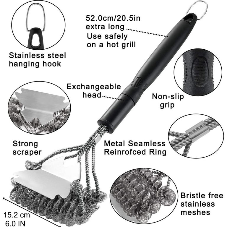 Famure BBQ Grill Brush and Scraper Stainless Steel Grill Cleaning Kit with  Ergonomic Handle Durable Woven Wire Bristle Grilling Cleaner for Oven Charcoal  Grill Grates high quality 