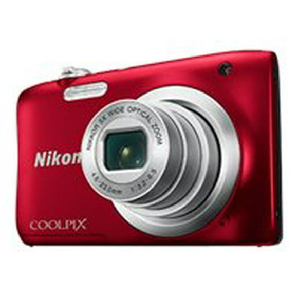 Nikon Coolpix A100 - Digital camera - compact - 20.1 MP - 720p / 30 fps - 5x optical zoom - red