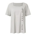 thumbnail image 5 of Wiyuqeen Women's Plus Size Square Neck Blouses Summer Linen Cotton Button-up Tshirts Tops Casual Trendy Flower Tunics Tees Loose Fit Short Sleeve Shirts, 5 of 5