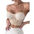 thumbnail image 1 of xiaxaixu Women´s Summer Mini Sling Vest Sleeveless Backless Low Cut Mesh Sequins Crop Tops, 1 of 7