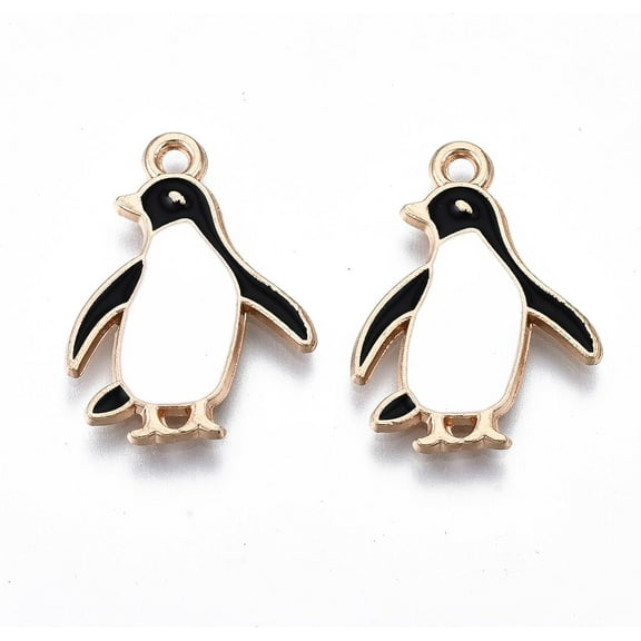 10Pcs Alloy Enamel Penguin Pendants Penguin Pendant Ornament Light Gold Pendant Accessory for Women DIY Necklace Bracelet Earring Jewelry Craft Making 23x17x1.5mm Hole: 1.8mm