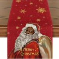 thumbnail image 1 of DEBGFS Christmas Table Runner  Tree Snowman Home Kitchen Dining Table Decoration Noel Gift Linen Tablecloth,02, 1 of 4