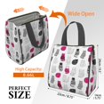 thumbnail image 3 of Multicolor Cat White Pattern Insulated Lunch Bag for Women Men, Large Portable Soft Cooler Tote, Thermal Food Storage Bag with Pearl Cotton, 8.66L, 8.75"x5.75"x9.5", 3 of 6