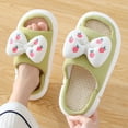 thumbnail image 4 of Lilgiuy Home Slippers for Women with Bow Fashion Jute Open Toe House Shoes Non-slip Comfortable Sole Vacation Beach Leisure Sandals(Green), 4 of 5