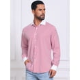 thumbnail image 4 of DARING DIVA Men's Striped Button Down Long Sleeve Stretch Shirts S Red, 4 of 7
