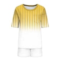 thumbnail image 7 of Miluxas Womens 2 Piece Lounge Set Striped Summer Casual Oversized Shirts Biker Shorts Matching Airport Travel Outfit Clothes Yellow XL(XL), 7 of 7