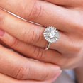 thumbnail image 3 of Jewelerix Brilliant Round Cut Engagement Ring 10K Yellow Gold Vermeil Halo Baguette Wedding Accent Moissanite Elegant Bridal Jewelry, 3 of 6