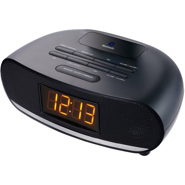 Sylvania FM PLL Clock Radio with Bluetooth, Dual Alarm and USB Charging
