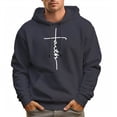 thumbnail image 4 of Men's 100% Cotton FAITH LETTERS Hoodie 450g Thick Pocket Hood, 4 of 14
