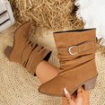 thumbnail image 4 of Pandaie Slouchy Ankle Boots for Womens Cowboy Pointed Toe Low Heel Buckle Strap Classic Cowgirl Fall Booties Size 6-9.5, 4 of 6