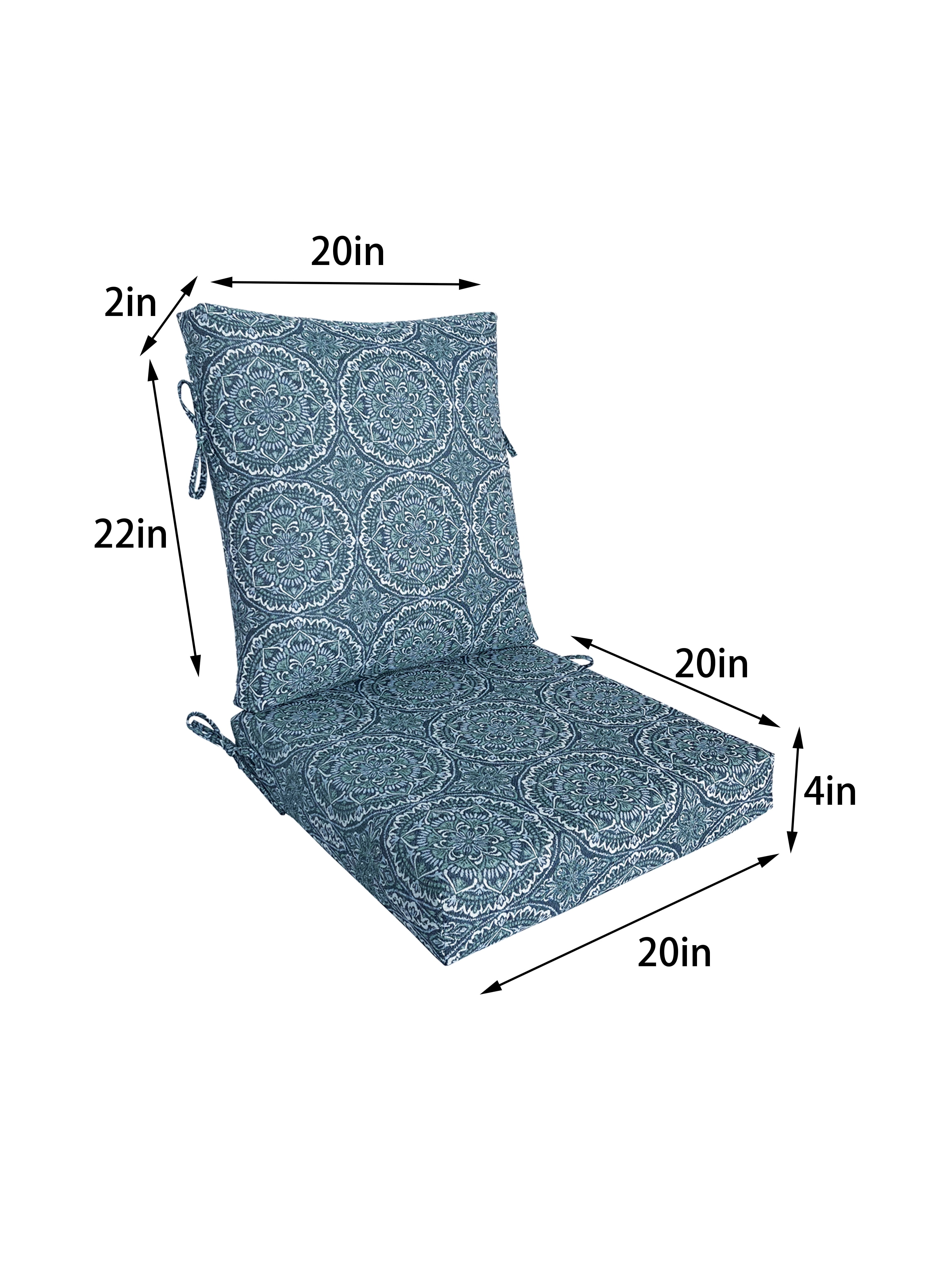 Better Homes & Gardens 20" x 22" Premium Blue and Green Medallion Outdoor Dining Chair Cushion