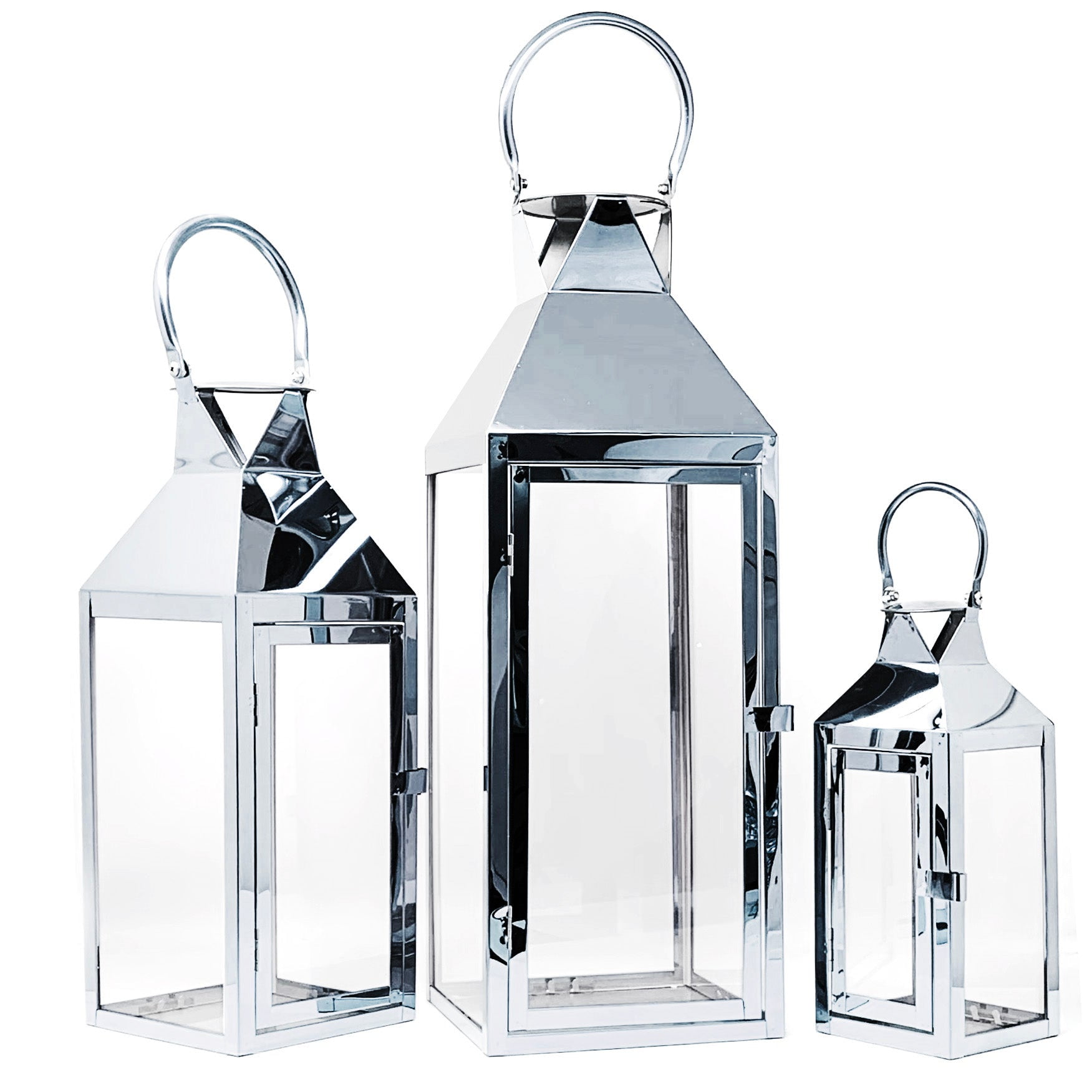 Allgala 3PC Set Jumbo Luxury Modern Indoor/Outdoor Hurricane Candle