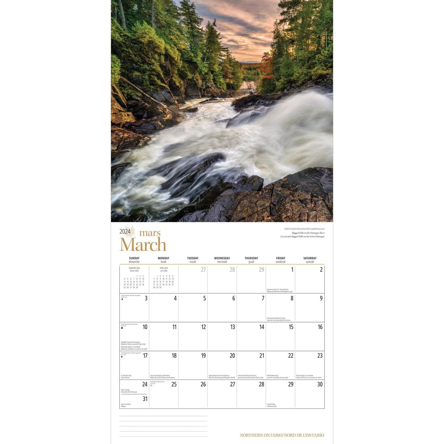 Wyman Publishing Northern Ontario 2024 12x24 Inch Square Wall Calendar, 9781525611575