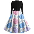 thumbnail image 3 of HOXZODT Womens Easter Dress 2026 Long Sleeve A-Line Zipper Back Holiday Dresses for Women Bunny Egg Print Spring Dress, White, XL, 3 of 4
