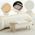 thumbnail image 2 of Wood Ottoman Storage Bench with Rattan,Linen Seat, 2 of 8