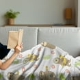 thumbnail image 3 of Sloth Soft Flannel Fleece Blanket, Tropical Image of Cacti and Sloths Drinking Coffee Eating Doughnut Pattern, Cozy Plush for Indoor and Outdoor Use, 50" x 70", White and Multicolor, by Ambesonne, 3 of 5