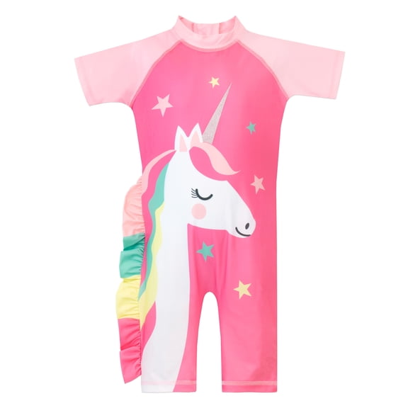 Harry Bear Girls Unicorn Stars Short Sleeve Surfsuit Sizes 2T-7